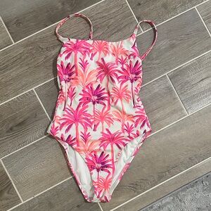 Pink palm tree swimsuit Small
